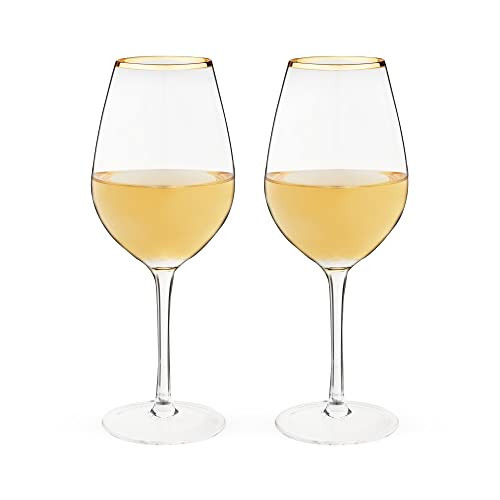 Twine Gilded Wine Glasses Drinking Set, Gold Rimmed Wine Glass Set, Stemmed Wine Drinking Glasses Set, Wine Accessories, Glassware Set, Set of 2, 14oz | Amazon (US)