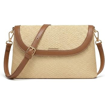 Straw Tote Bag for Women, Woven Raffia Straw Purse, Boho Beach Bag with PU Handle, Summer Vacatio... | Amazon (US)