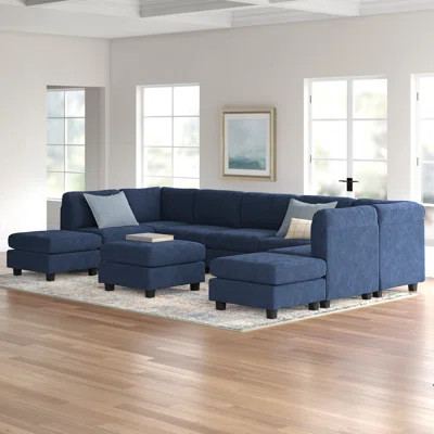 Barnum 150" Wide  Symmetrical Modular Corner Sectional with Ottoman | Wayfair North America