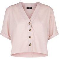 Petite Pale Pink Button Front Boxy Shirt New Look | New Look (UK)