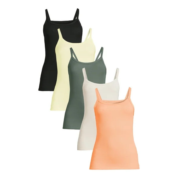 No Boundaries Juniors Ribbed Cami, 5-Pack, Sizes XS-XXXL | Walmart (US)