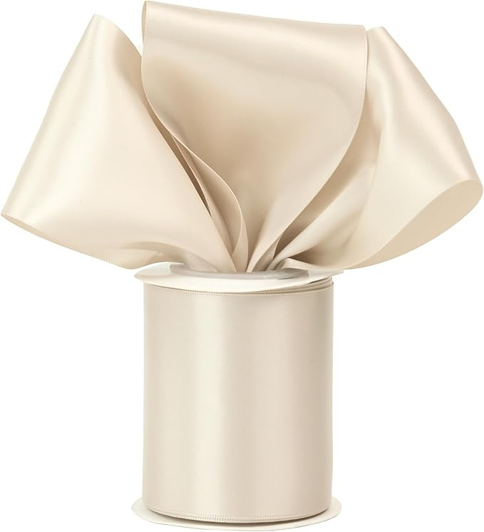 Champagne 3 Inch Double Faced Satin Ribbon Sash Ribbon Thick Champagne Silk Ribbon for Wedding De... | Amazon (US)