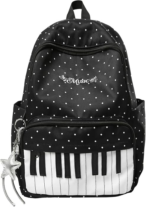 Piano Backpack, Polka Dot Backpack, Y2k Bookbag Medium Daypack | Amazon (US)