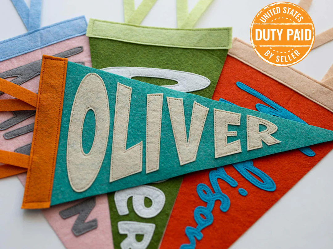 Personalized Name Felt Pennant | Nursery Decor, Baby Shower Gift | Etsy (US)