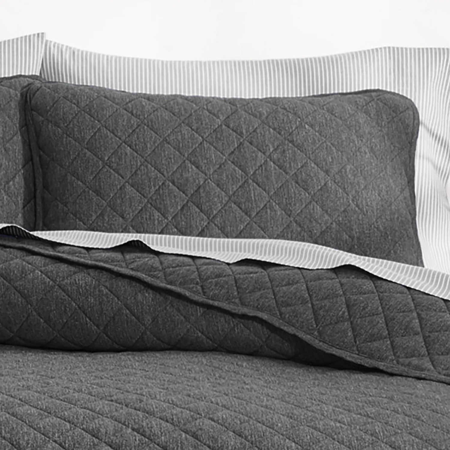 Gap Home T-Shirt Soft Slub Jersey Organic Cotton Blend Quilted Sham Pair, Standard 20x26, Grey | Walmart (US)