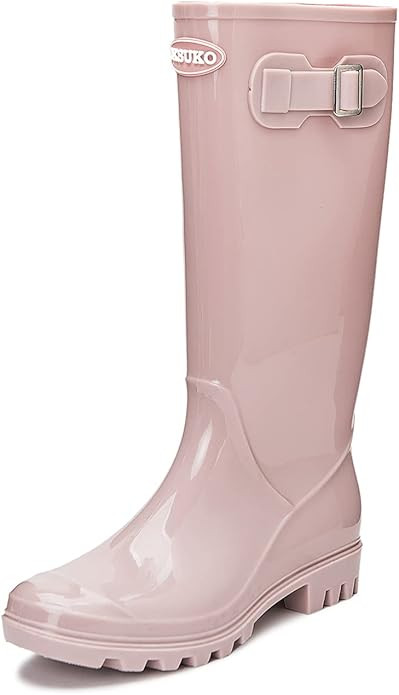 DKSUKO Women's Tall Waterproof Rubber Garden Rain Boots with Buckle | Soft shaft, breathable lini... | Amazon (US)
