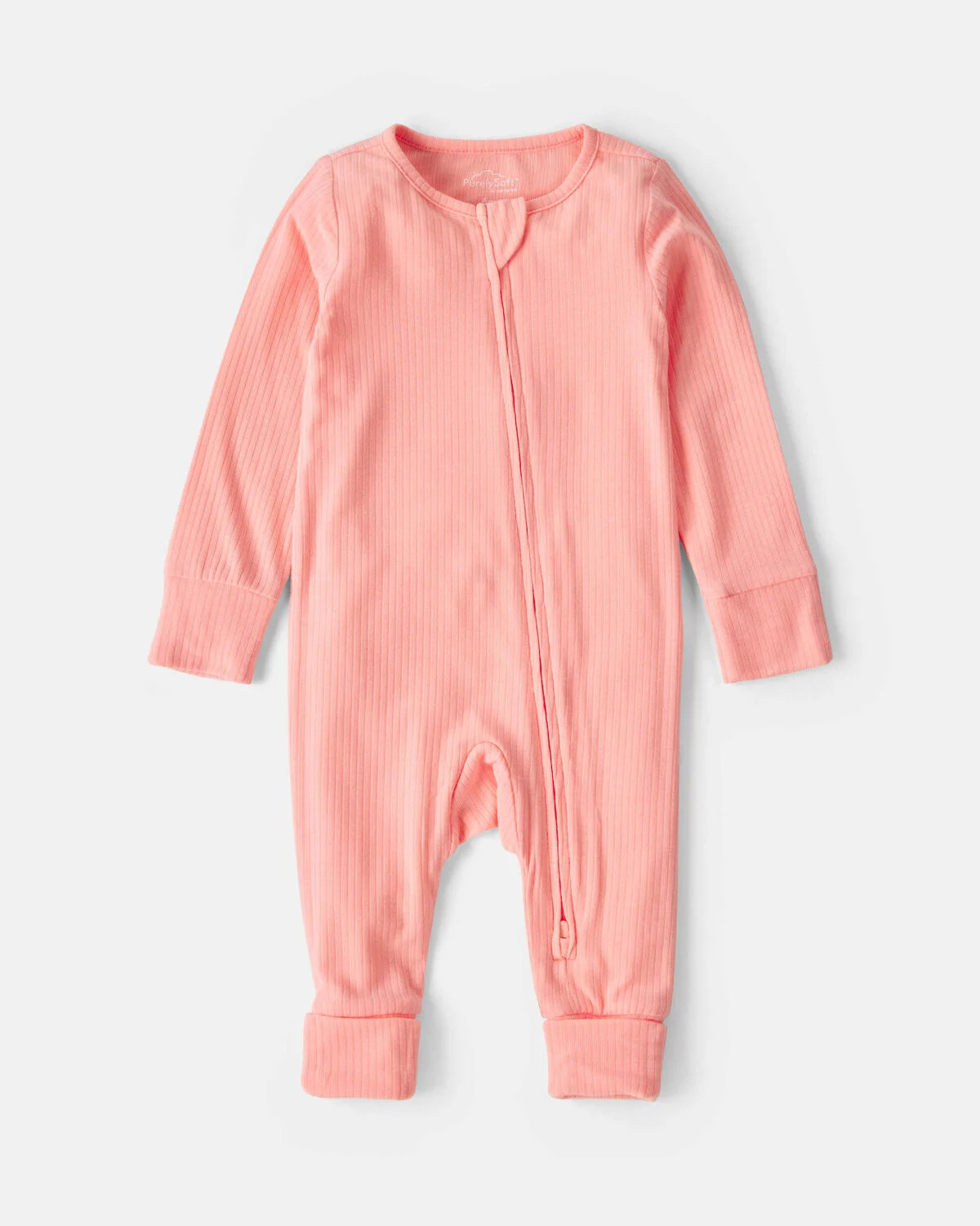 Baby Girl PurelySoft™ 2-Way Zip Sleep & Play Pajamas - Coral | Carter's Inc