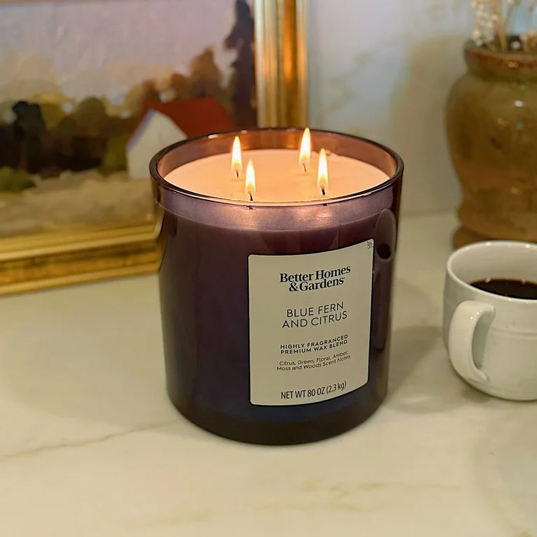 Better Homes & Gardens Blue Fern & Citrus Scented 4-Wick Large Oversized Jar Candle 80oz. | Walmart (US)