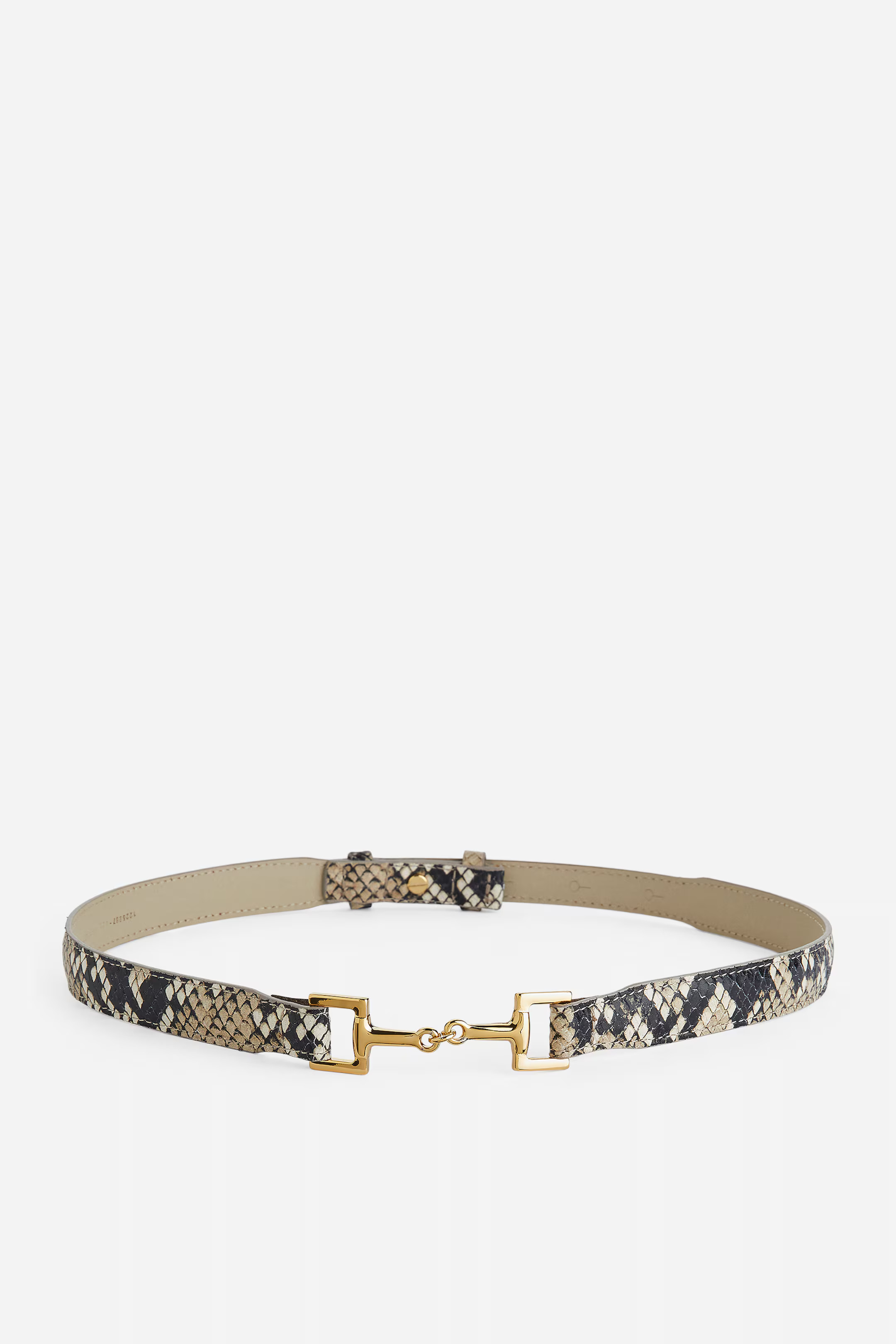 Horsebit Buckle Leather Belt - Brown/Snake - Ladies | H&M GB | H&M (UK, MY, IN, SG, PH, TW, HK)