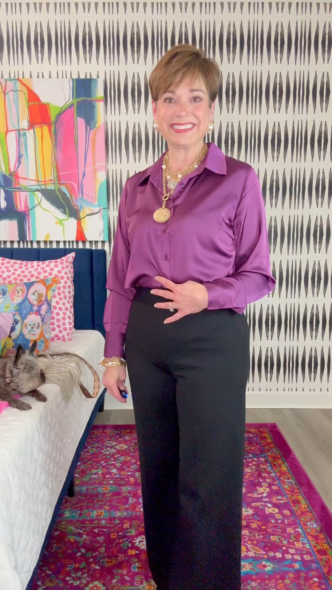 These pants are the best. You only need one great pair of black pants for endless wardrobe options from day to night.
The satin blouse is so on trend for Fall and it comes in a variety of colors. 

#LTKStyleTip #LTKMidsize #LTKOver40