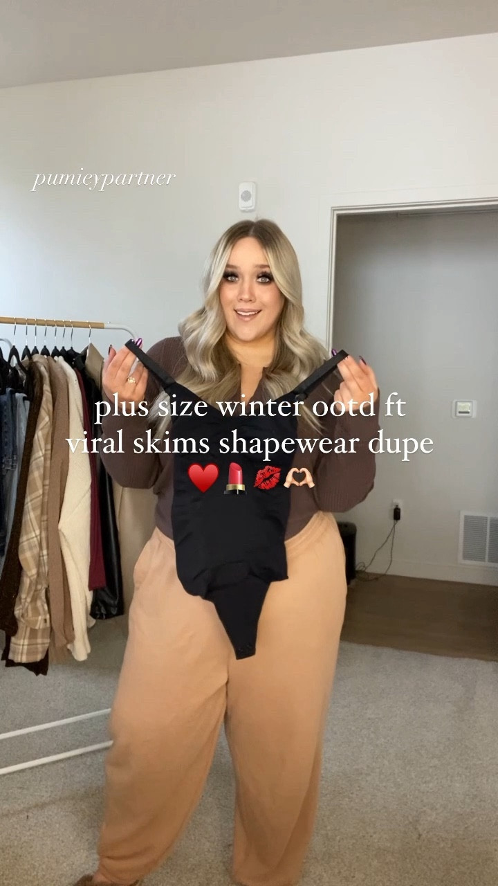 plus size winter outfit of the day, ft the viral amazon skims dupe bodysuits 🖤🫶🏻 I’m wearing mine in size 3x mid support. It has an option for stronger support as well

Tights are in size 2x
Dress comes as a set. I’m wearing a 3x 🖤

This dress would also be really cute for any Valentine’s Day plans / date night outfits :)



#LTKVideo #LTKplussize #LTKstyletip