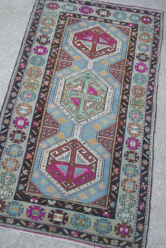 5'8"x3'3" Boho Chic Purple and Brown Vintage Turkish Rug | Etsy (US)