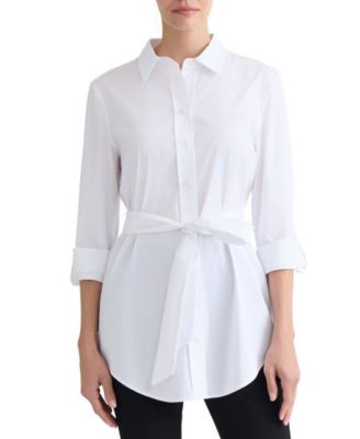 Jones New York Womens 3 4 Sleeve Belted Tunic Top | Macy's