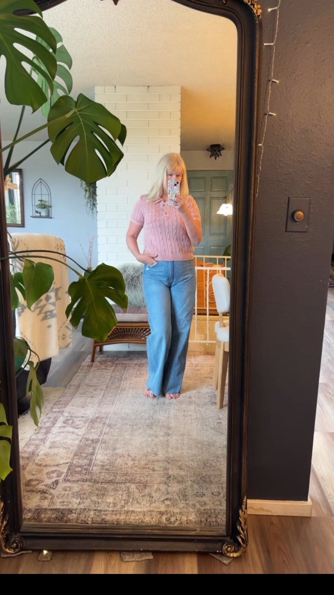 Cozy meets prep with this cropped cable knit polo, complete with a dainty embroidered flower and decorative button details.  Love this color! Free People always has the cuteness!  Jeans are Vervet by Flying Monkey. So comfy and super cute! 

#LTKFindsUnder100 #LTKTravel #LTKStyleTip