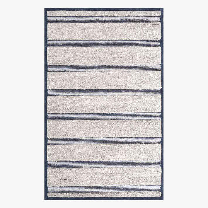 Stripe Wool Rug - Navy | Pottery Barn Teen
