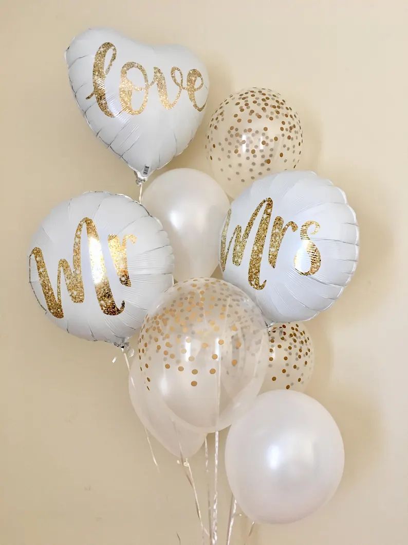 Mr and Mrs Balloons~Gold Confetti Look Balloons~Wedding Balloons~Bridal Shower Balloons~Engagemen... | Etsy (US)