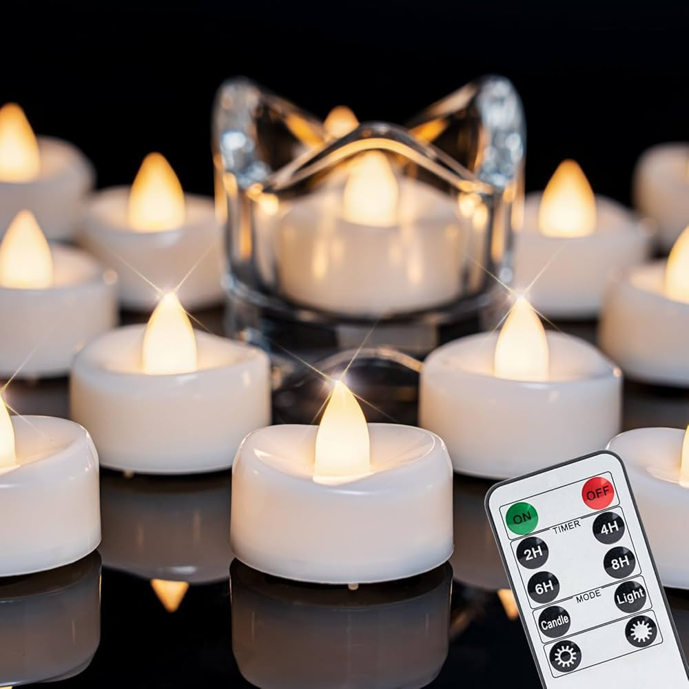 Remote Candles, 12PCS Flameless Tea Lights Candles Battery Operated with Timer, 400+Hours Remote ... | Amazon (US)