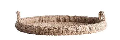 Storied Home Round Braided Bankuan Tray with Handles in Brown at Nordstrom | Nordstrom