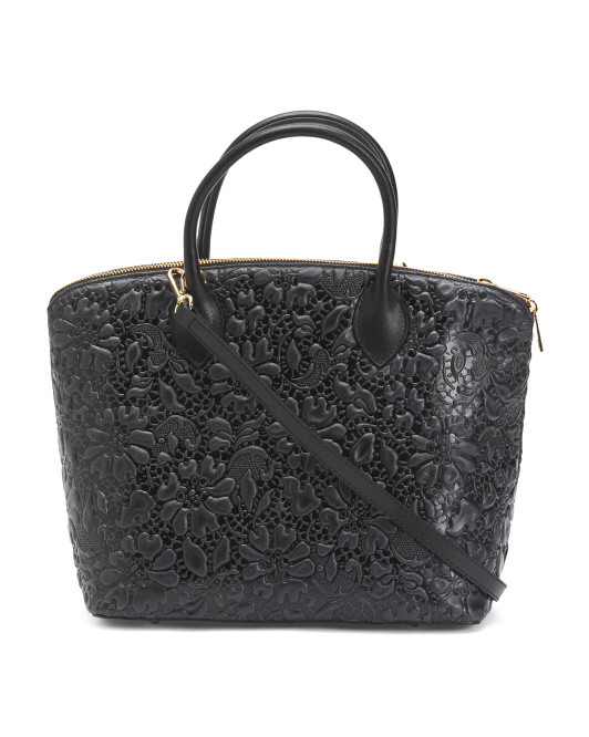 Made In Italy Leather Embossed Tote | TJ Maxx