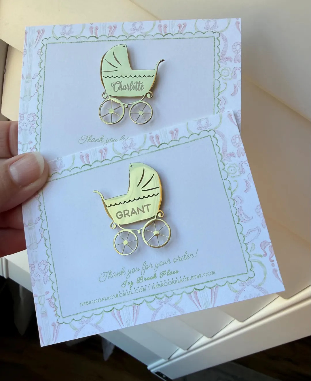 Personalized Needle Minder With Name Baby Carriage New Mother Sewing Gift Gold Plated - Etsy | Etsy (US)