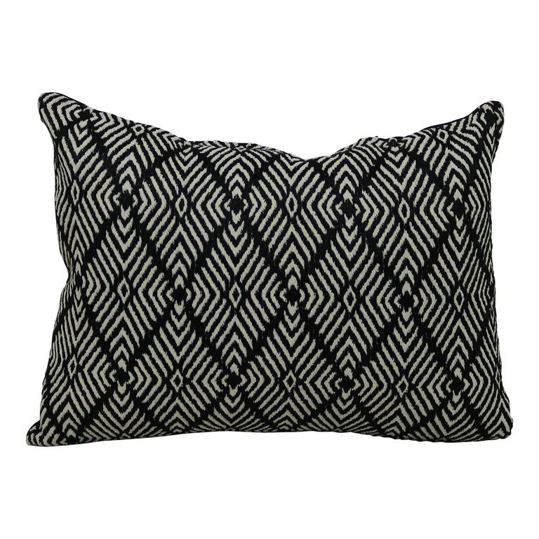 Better Homes & Gardens Diamond Outdoor Throw Pillow, 13" x 19", Black & Ivory | Walmart (US)