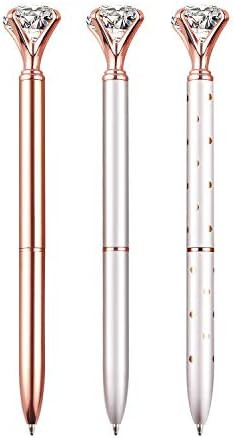 3 PCS Bling Big Crystal Diamond Ballpoint Pen Metal Ballpoint Pens for Office Supplies Gift, Rose... | Amazon (US)