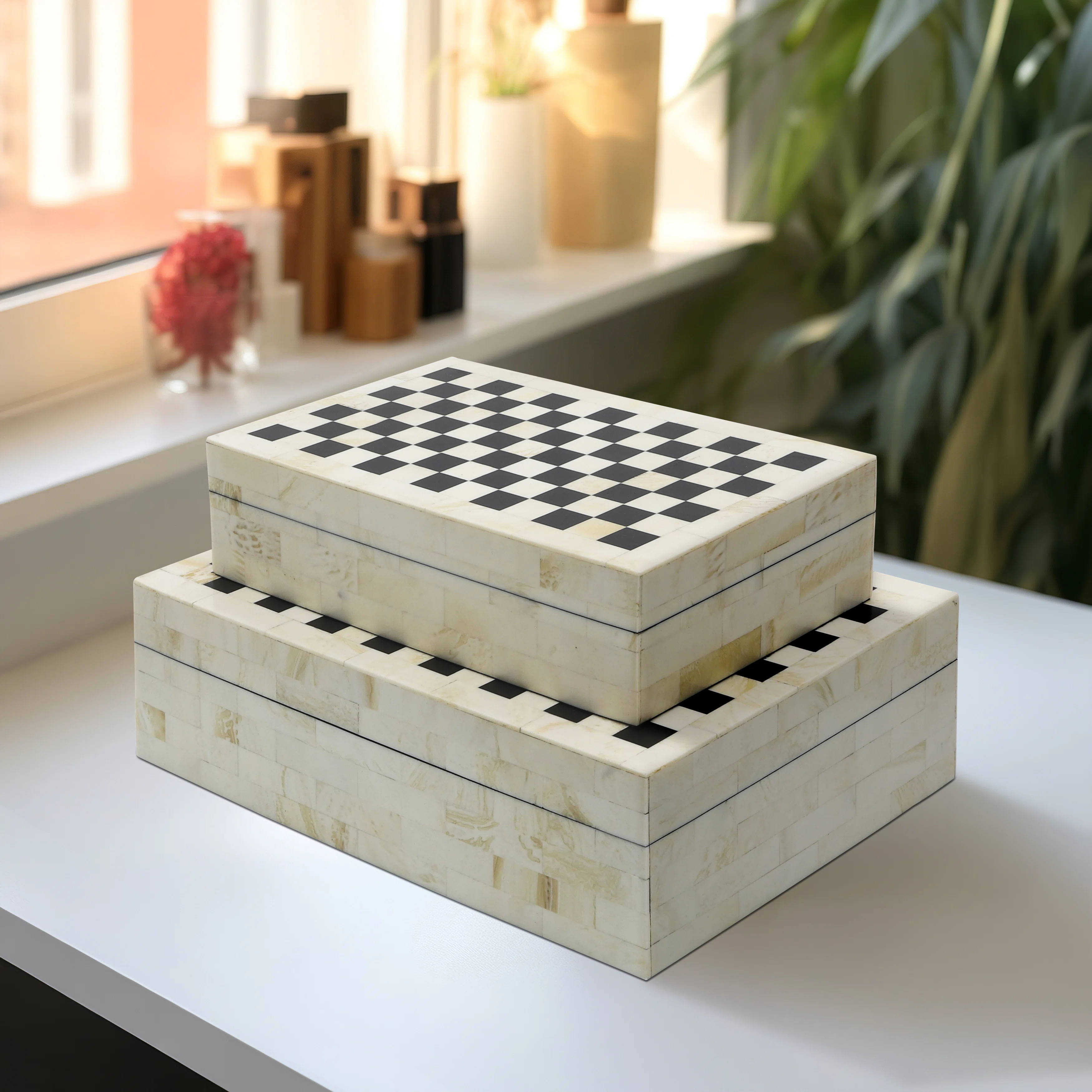 Knouse Checkered Decorative Box with Lid for Jewelry or Keepsakes – Modern Storage Accent for Entryway, Tabletop, or Shelf – Decorative Box Home Organ | Wayfair North America