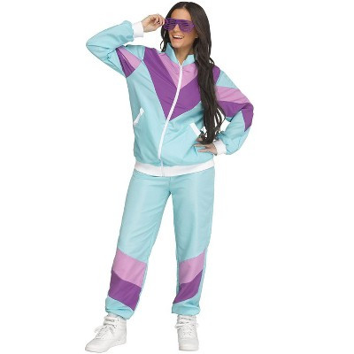 Fun World Cool Blue 80's Track Suit Adult Costume, Small/Medium | Target