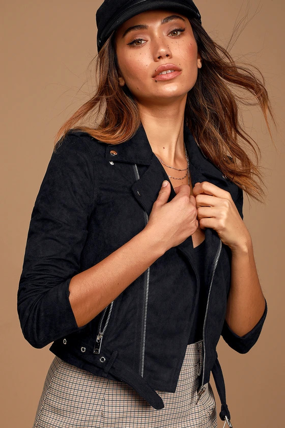 Ride With Me Black Vegan Suede Moto Jacket | Lulus (US)