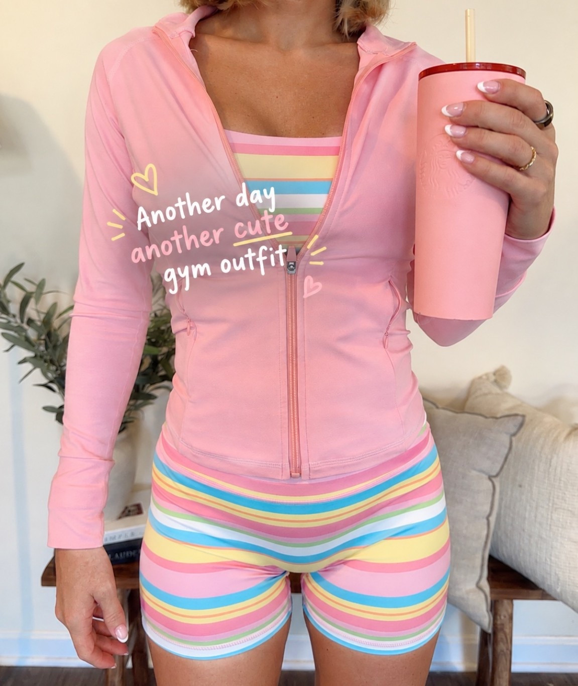 I get so many compliments on this workout set! Wearing size M. I linked some similar jacket options.