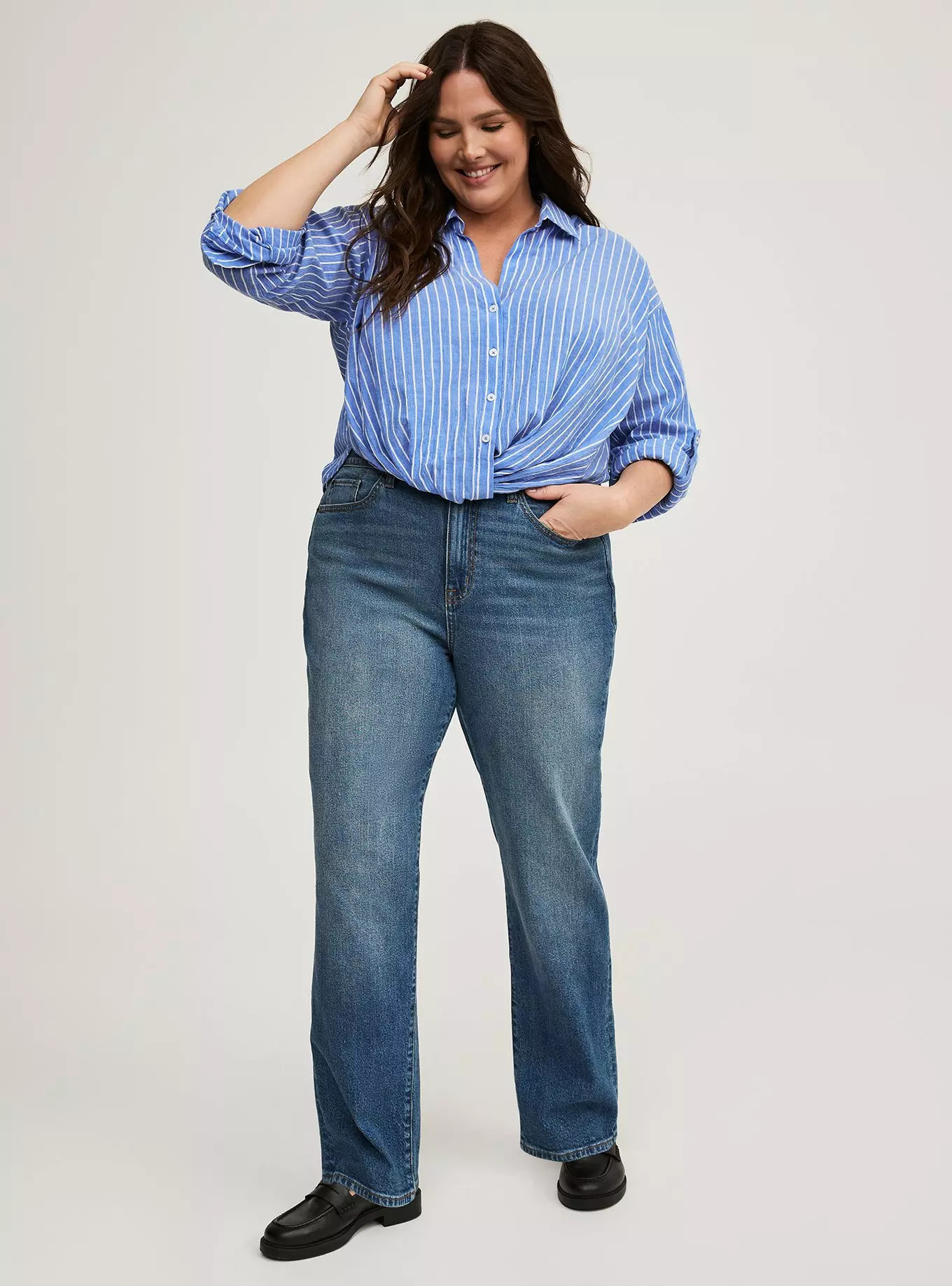 High Rise Straight Elastic Waist Jean | Torrid (US & Canada)