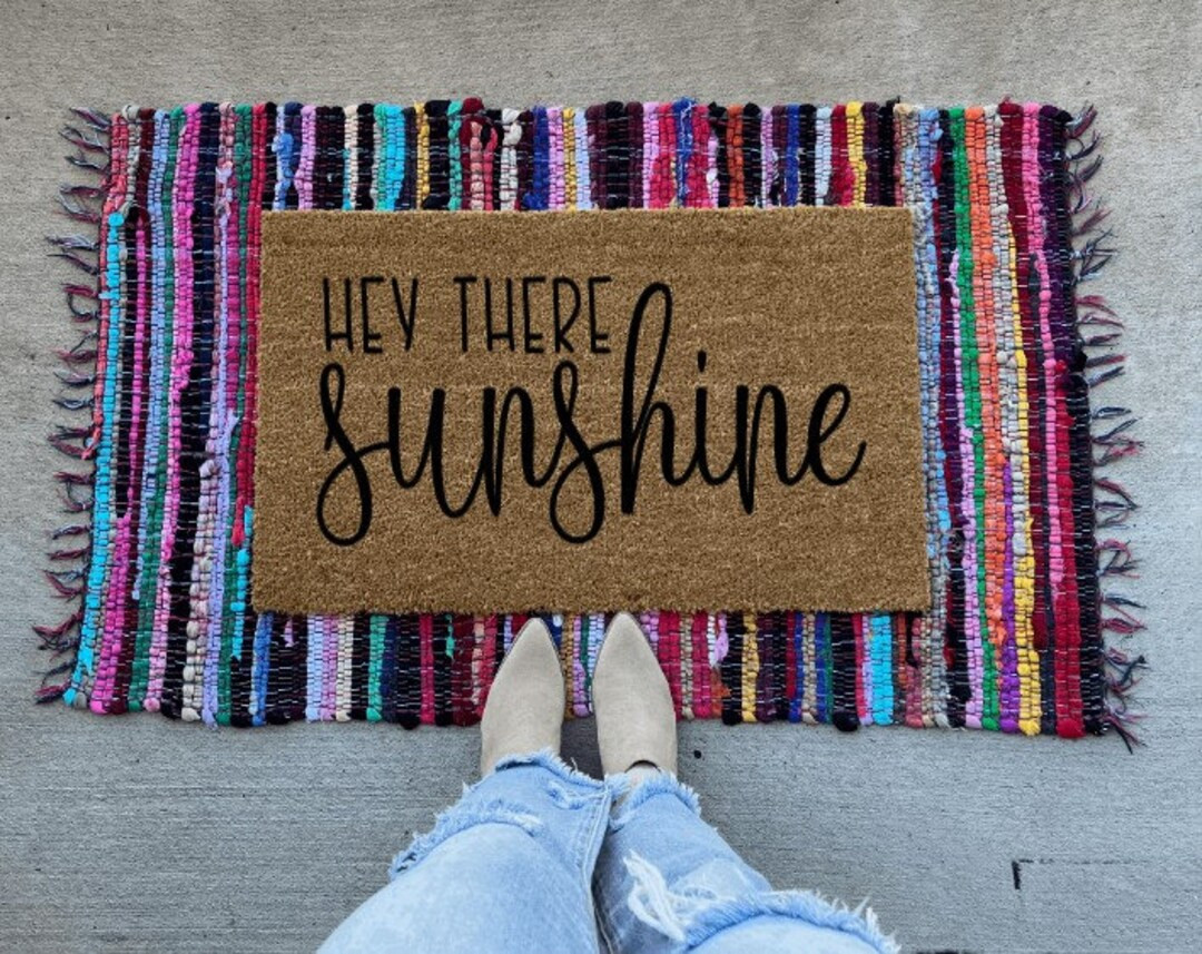 Hey there sunshine | doormat | welcome mat | summer doormat | housewarming gift | wedding gift id... | Etsy (US)