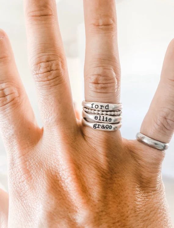 Personalized Stacking Rings -Set of Stacking Rings - Name Ring - Stackable Ring -Dainty Ring - Mo... | Etsy (US)