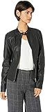 Sebby Collection Women's Faux Leather Jacket with Moto Details and Front Zip Pockets, Black, x-Large | Amazon (US)