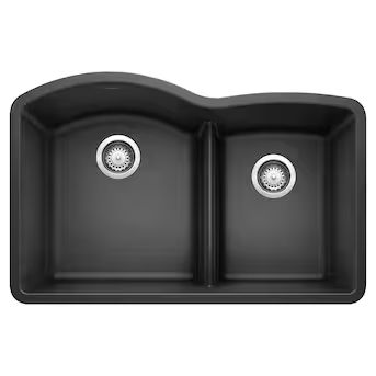 Blanco Diamond Silgranit Undermount 32.07-in x 20.92-in Anthracite Granite Double Offset Bowl Kit... | Lowe's