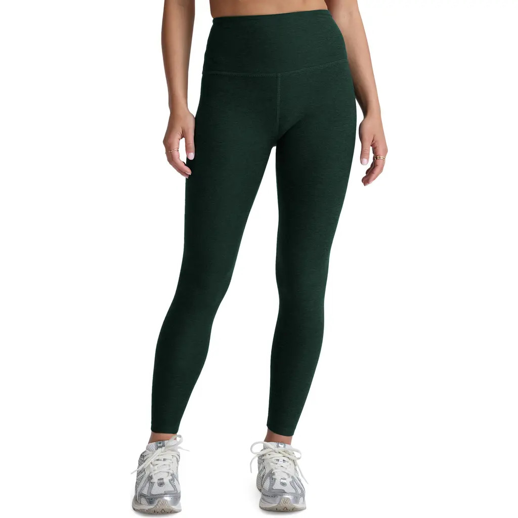 Beyond Yoga High Waisted Leggings in Dark Spruce Green Heather at Nordstrom, Size Small | Nordstrom