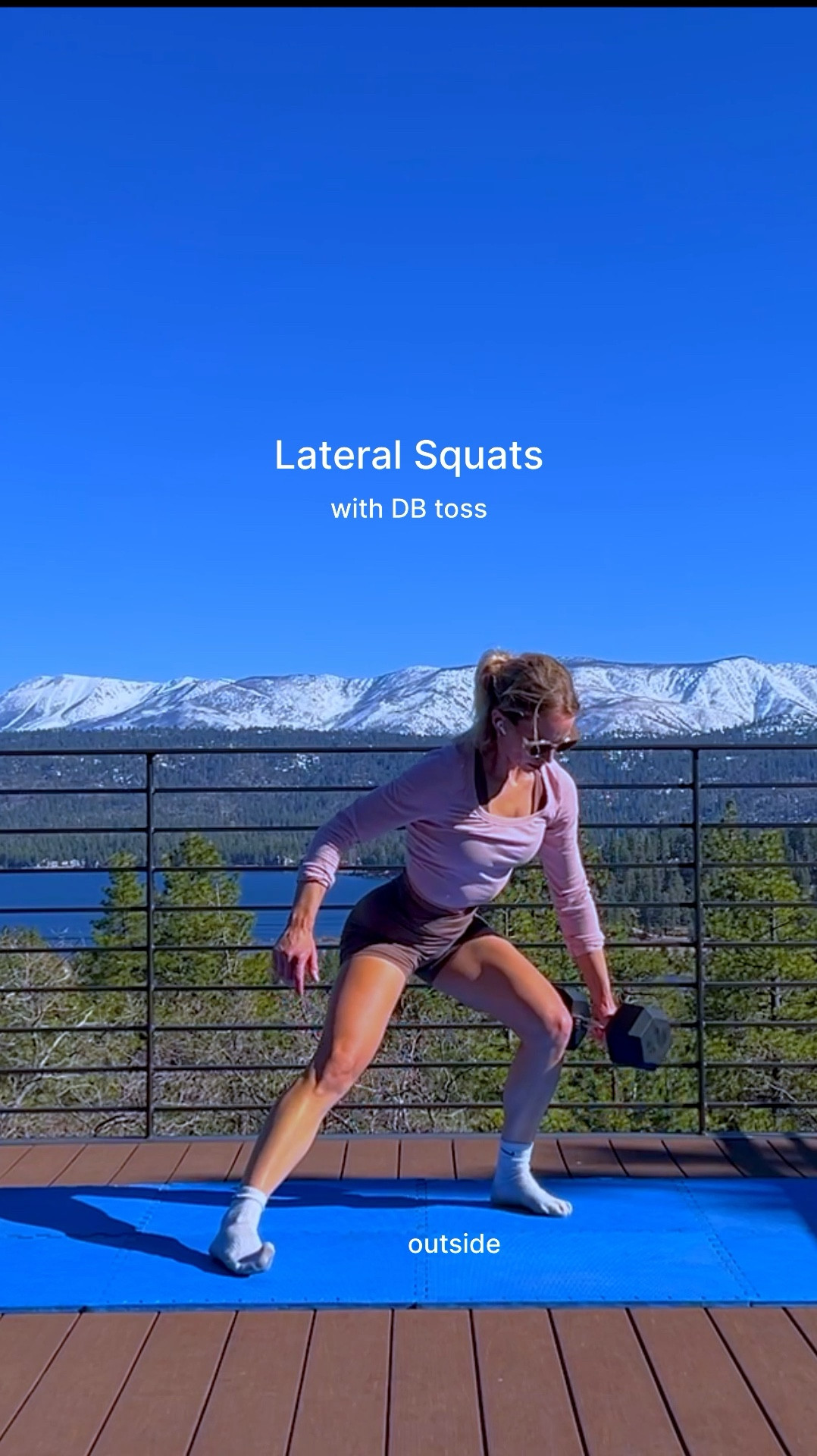 Athleisure outfit for summer in blush pink and ash brown (soft summer color season).  

Lateral (Split) Squats Exercise: 

Beginner to Advanced (Progression) Stages:

PHASE 1: Bodyweight only.
PHASE 2: Using 2 dumbbells in each hand with arms positioned around the working leg. 
PHASE 3: Tossing 1 dumbbell to land inside the working leg. 
PHASE 4: Tossing 1 dumbbell and moving it to the outer side of the working leg. 

Try adding 3 sets of 6+ reps/side into your next lower body or circuit workout, with a 30 second rest in between sets.