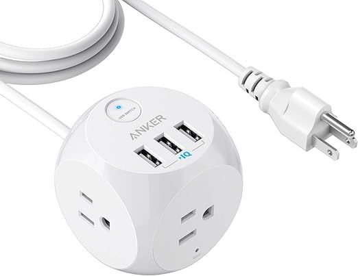 Anker Power Strip with USB, 5 ft Extension Cord, PowerPort Cube USB with 3 Outlets and 3 USB Port... | Amazon (US)