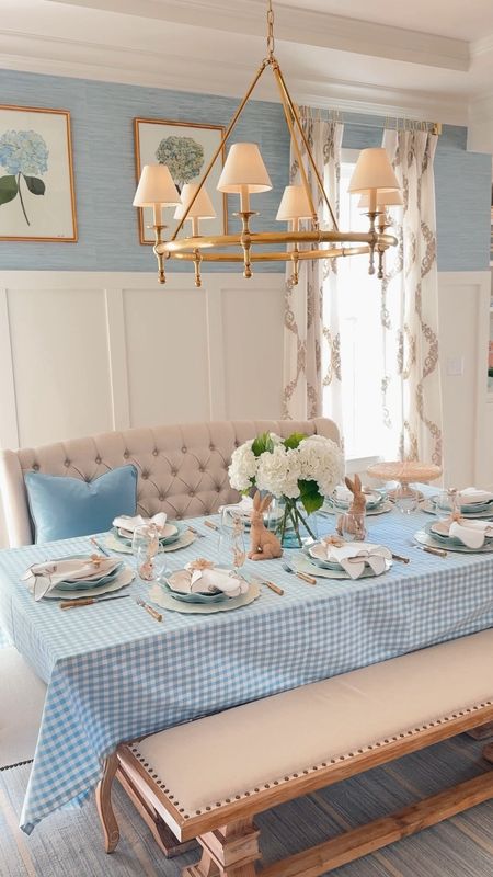 Coastal spring Easter tablescape using beautiful blue and white finds from Cailíní coastal and more 🐰 

#LTKparties #LTKVideo #LTKhome