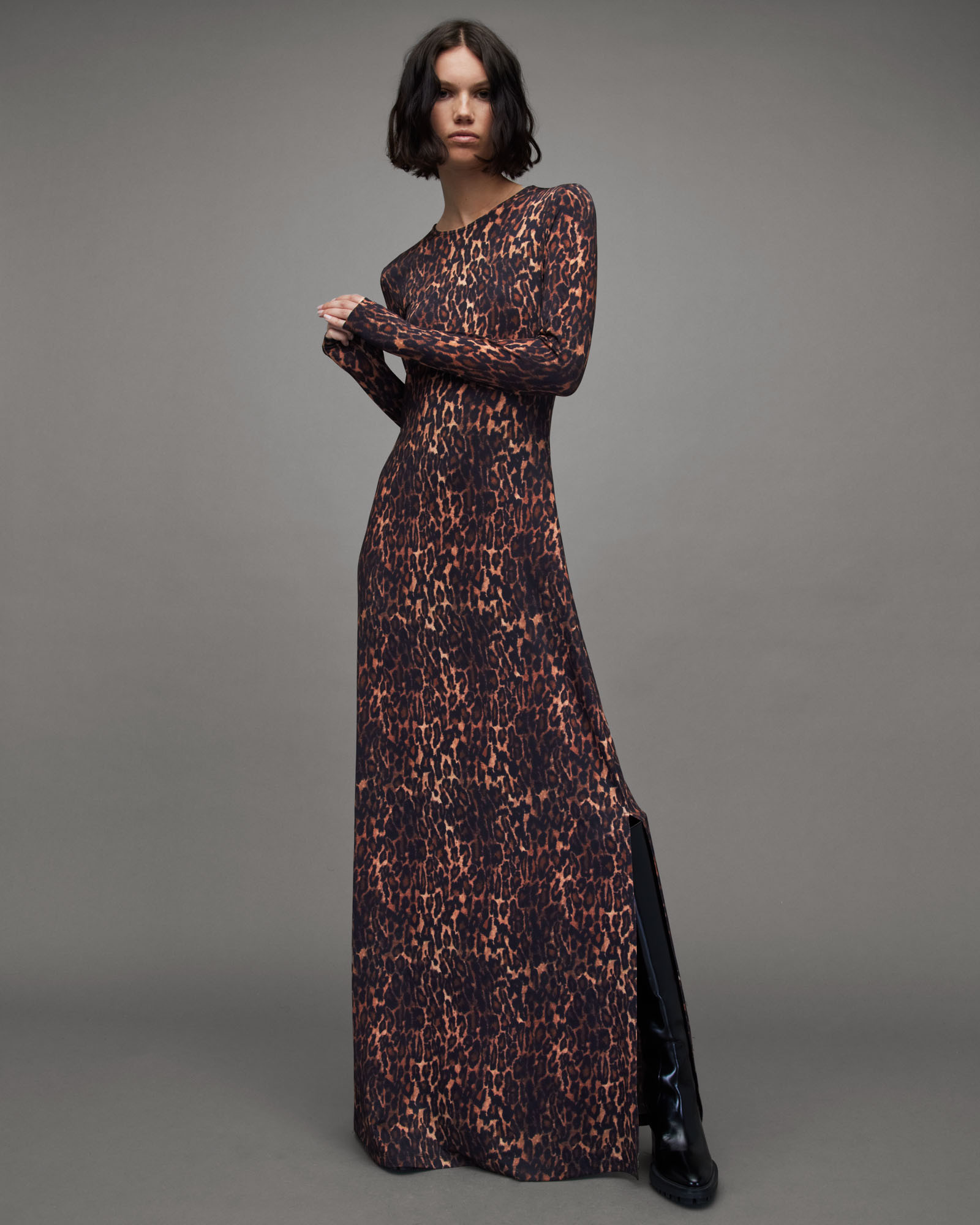 Katlyn Leopard Print Anita Maxi Dress NATURAL BROWN | ALLSAINTS US | AllSaints US