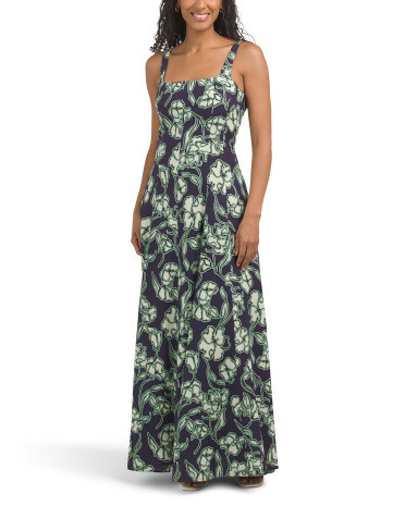 Linen Blend Irena Spaghetti Strap Paneled Maxi Dress | TJ Maxx