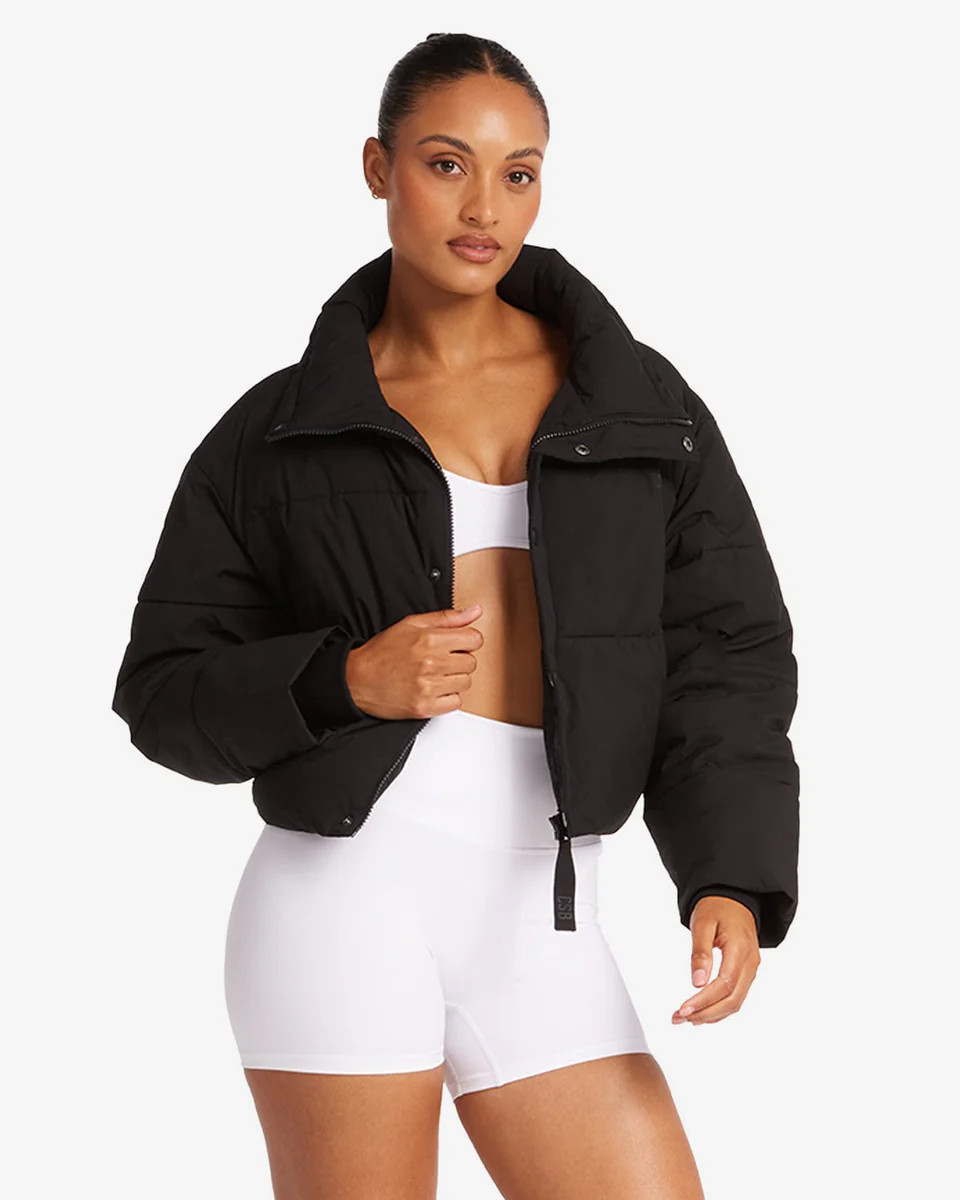 Cropped Puffer Jacket | Black | Crop Shop Boutique AU