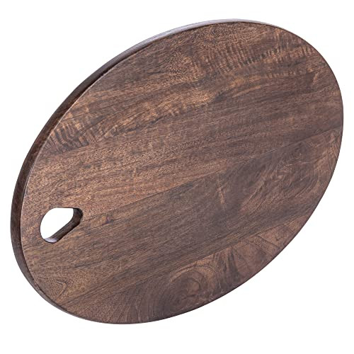 Oval Wood Charcuterie or Cutting Board with Handle, Gray | Amazon (US)