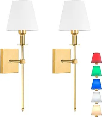 Wall Lights Battery Operated Sconces Set of 2，not Hardwired Fixture,Rechargeable Wireless Wall ... | Amazon (US)