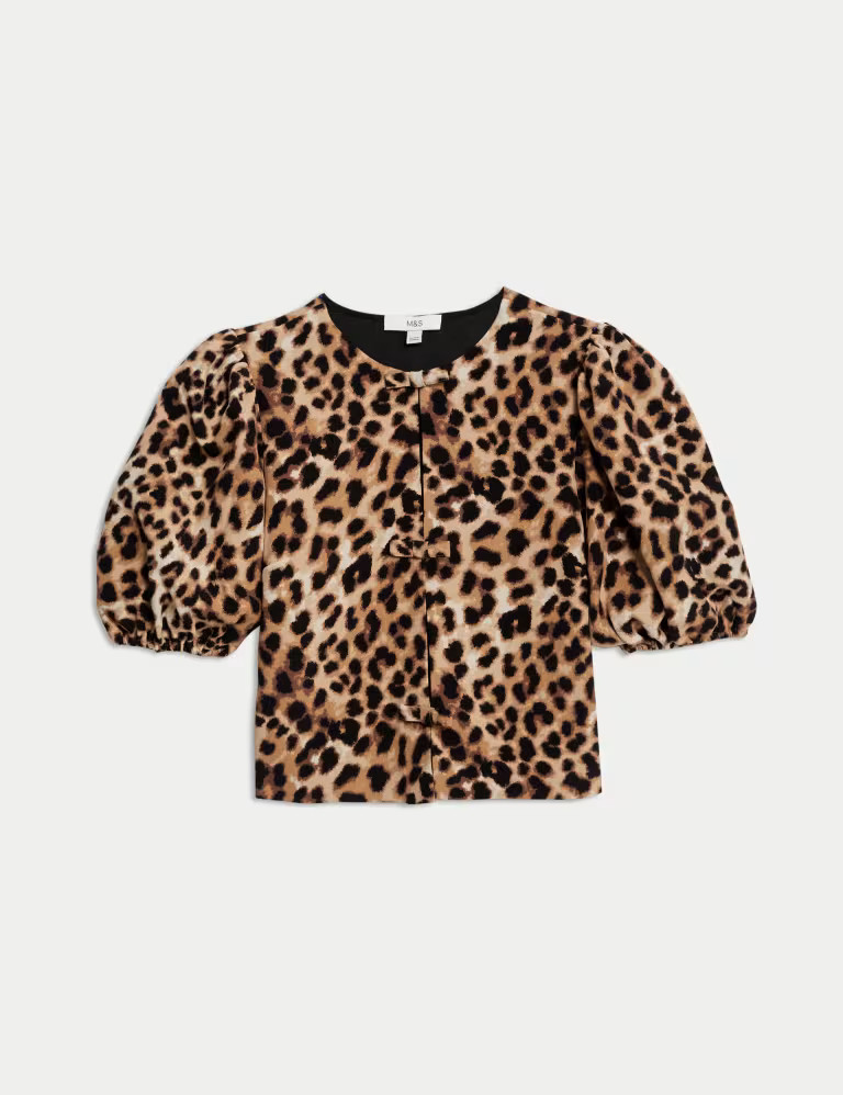 Animal Print Bow Puff Sleeve Blouse | Marks & Spencer (UK)
