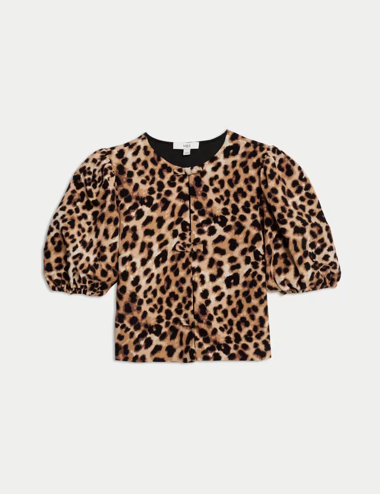 Animal Print Bow Puff Sleeve Blouse | Marks & Spencer (UK)