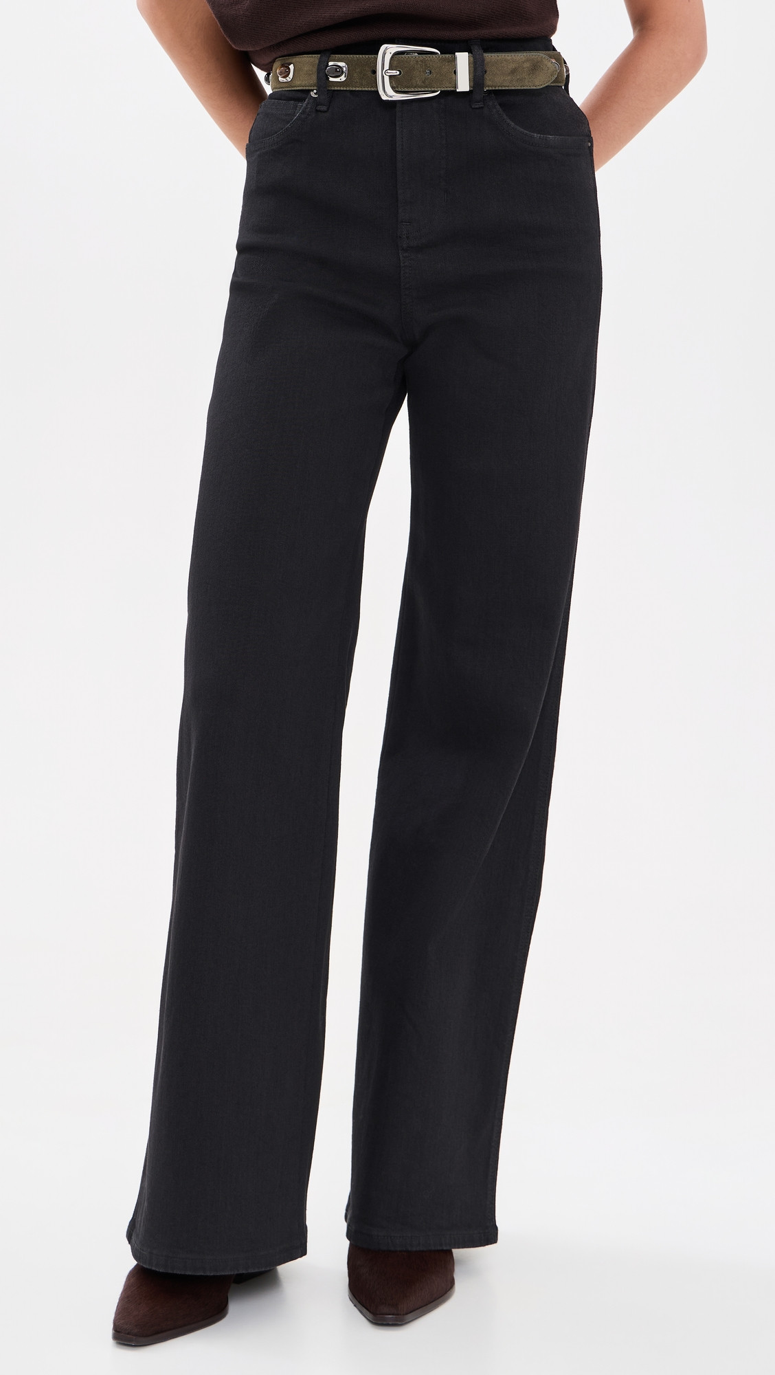 Veronica Beard Jean Taylor High Rise Wide Leg Jeans Onyx 29 | Shopbop