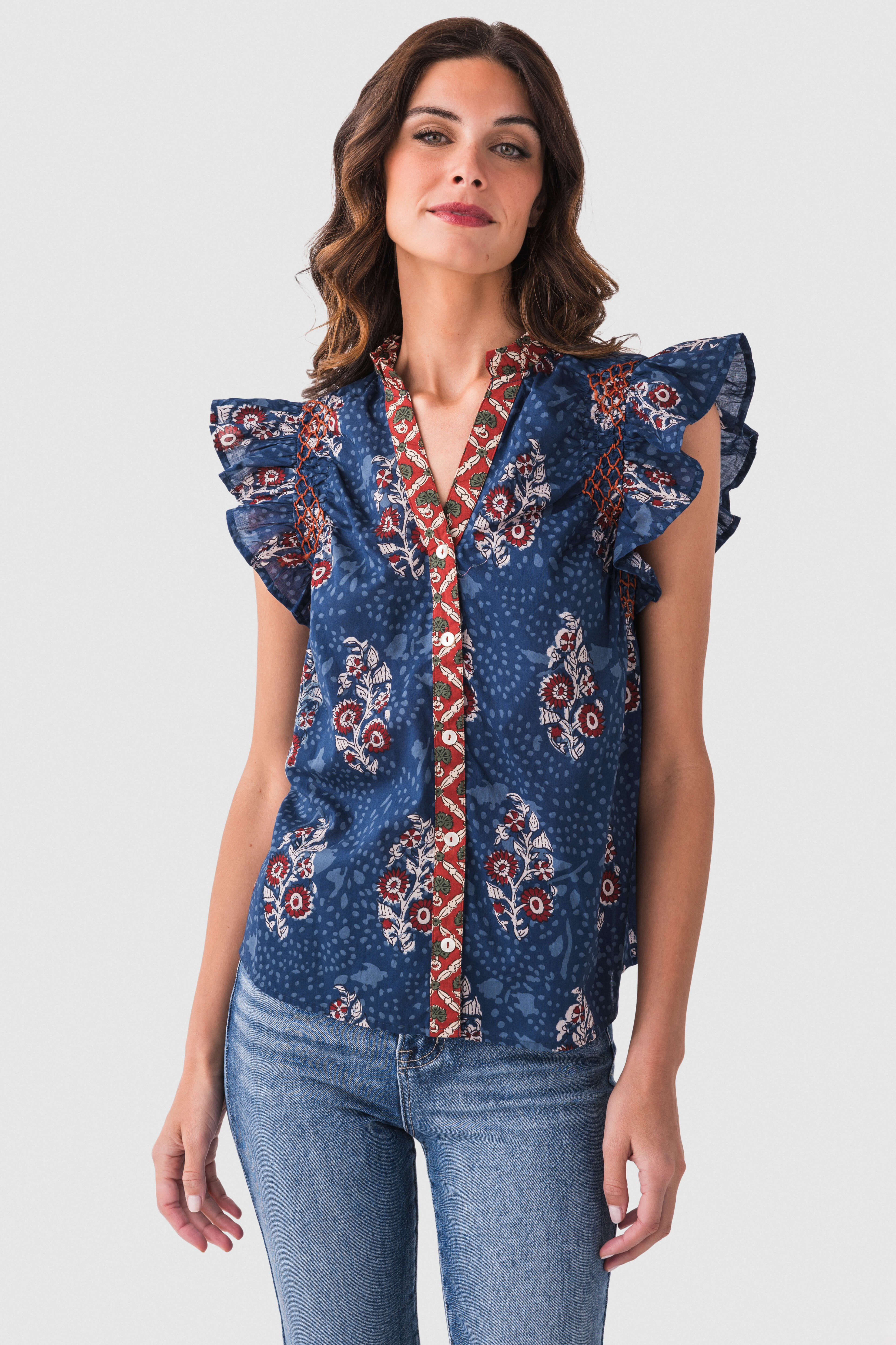 THML Splitneck Ruffle Top | Social Threads