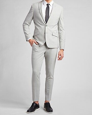 Extra Slim Gray Plaid Modern Tech Suit | Express
