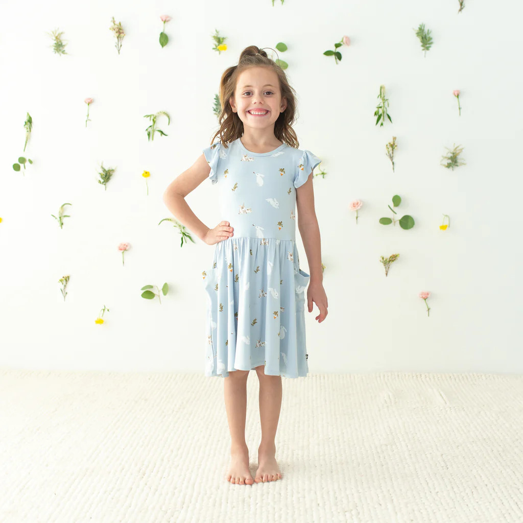Pocket Dress in Ice Rabbit | Kyte BABY